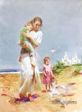Impressionnisme œuvres - Pino Daeni maman et enfants belle dame femme